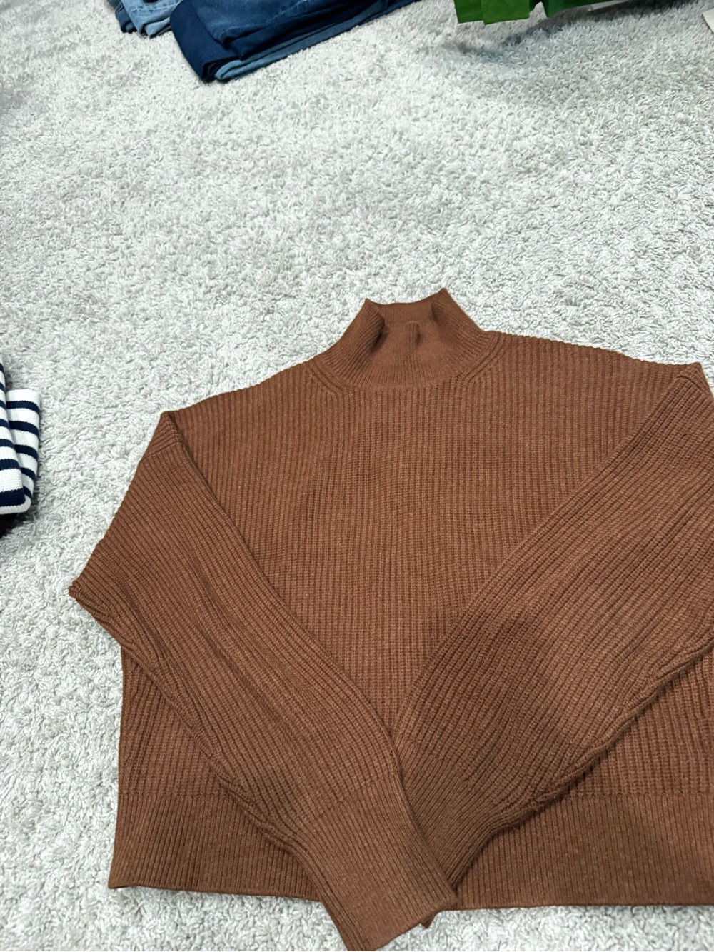 J Crew Brown Ribbed Mock-Neck Men's Sweater